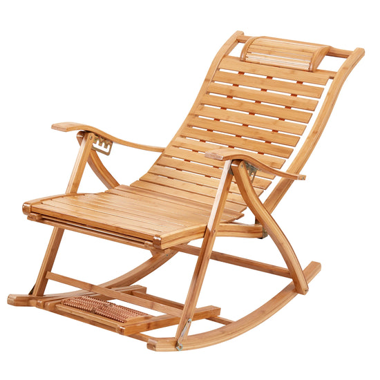 Heavy Duty Bamboo Adjustable Rocking Lounge Chair