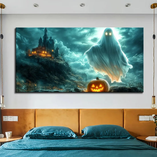 Halloween Black Castle Canvas Mural
