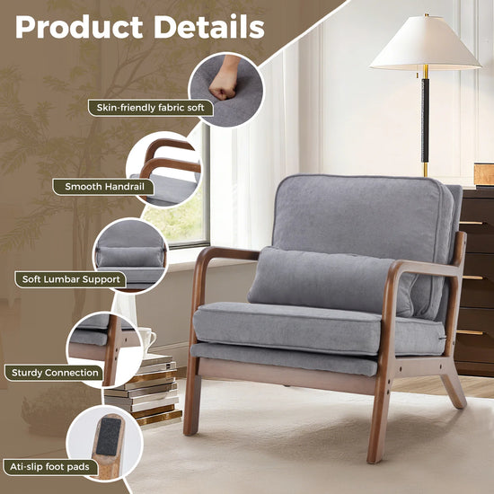 Solid Wooden Frame Lounge Accent Chair