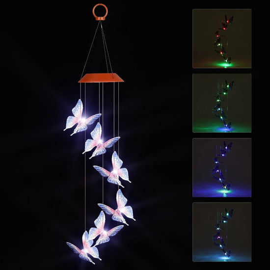 Solar Powered LED Color-Changing Garden Butterfly Wind Chime