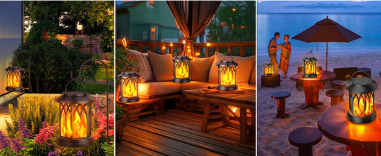 4 Pack Flickering Flame Solar Lanterns