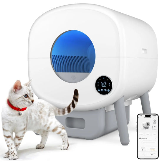 Large Capacity Self Cleaning Cat Litter Box with App Control & Safety Protection