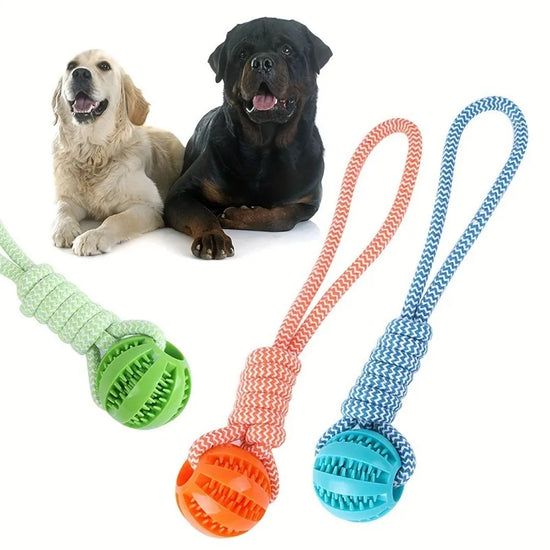 Interactive Tug Rope With Treat Dispenser Ball