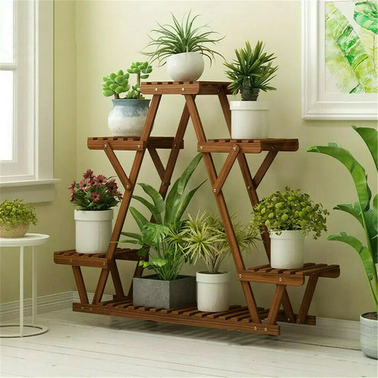 Carbonized Triangle Corner Plant Rack