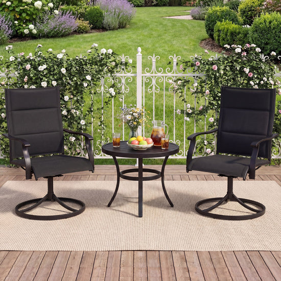 Padded Patio Swivel Chairs Set of 2 Ergonomic Outdoor Dining Chairs with Breathable Fabric