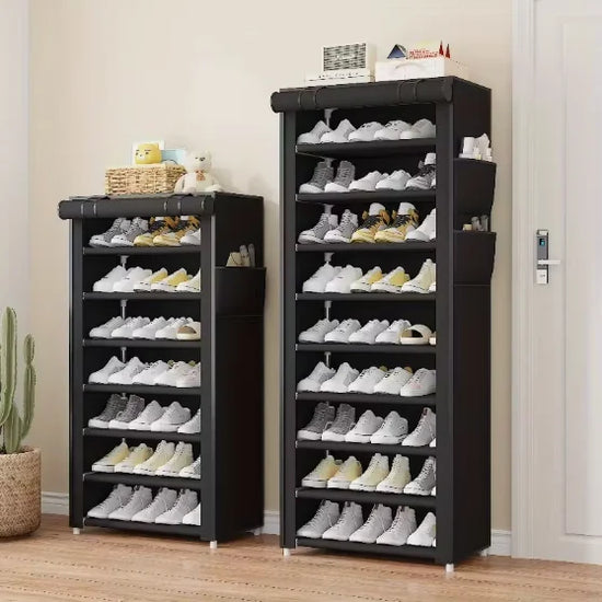 Multi-Functional Shoe Organizer with Durable Plastic Construction and Easy Assembly