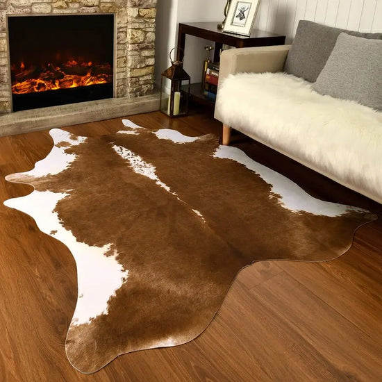Premium Sturdy Faux Cowhide Rug 4.6 x 5.2 Feet