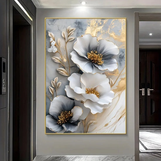 3D Modern Luxury Floral Canvas Mural