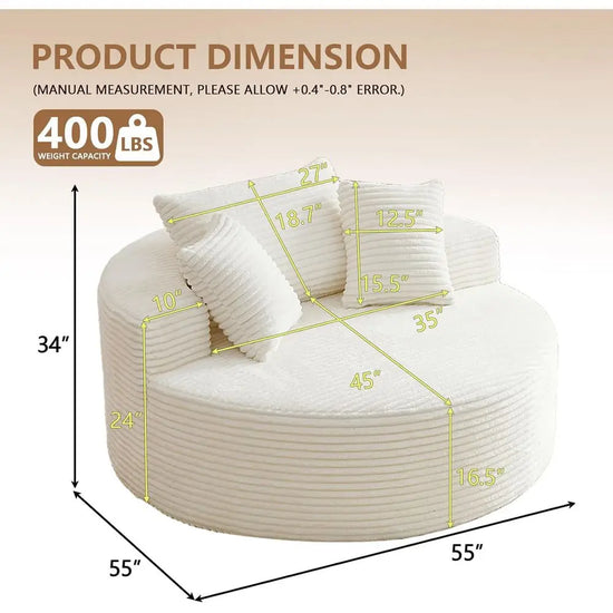 Oversized Corduroy Deep Seat Cloud Chair