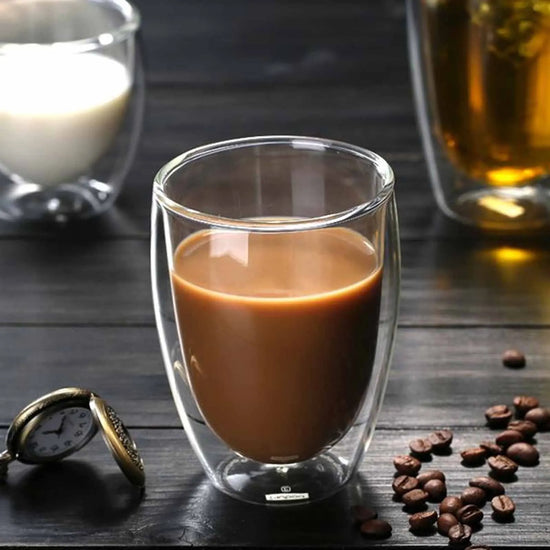 Clear Double Wall Insulated Coffee, Tea and Cold Beverage Cup