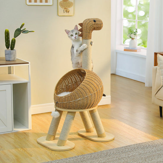 Dinosaur Cat Tree Tower with Sisal Scratching Post