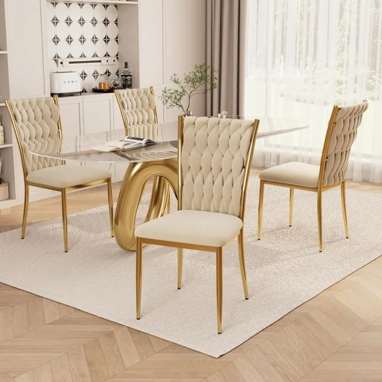Modern Wooden Velvet Dining Chairs Set of 4