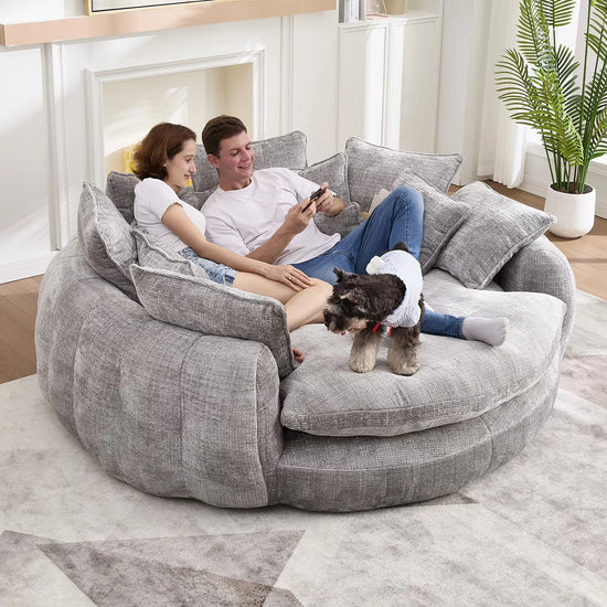 Cloud Couch Sleeper Sofa, Oversized Round Chaise Lounge Chair with 14 Pillows