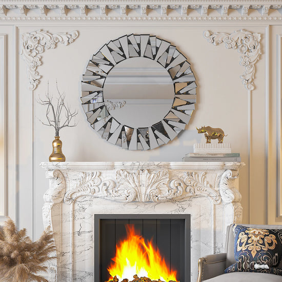32" Silver Glass Sunburst Mirror