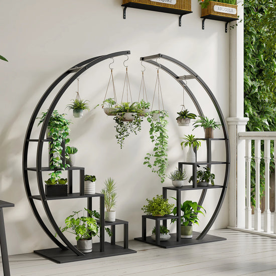 2 Pack Half Moon Metal Hanging Plant Rack