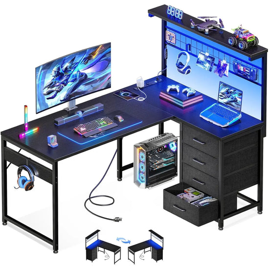 43” L Shaped Compact Corner Gaming Desk