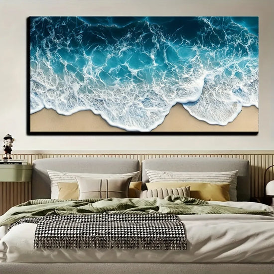Blue Wave Texture Modern Art Oil Painting