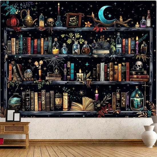 Witchy Gothic Bookshelf Tapestry