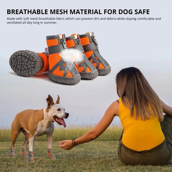 4pcs/set Waterproof Summer Breathable Anti-slip Dog Shoes