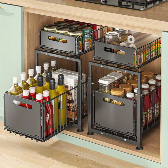 2 Tier Slide Out Under Sink Storage Shelf