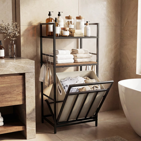 2-Tier Laundry Hamper with Tilt-out Basket