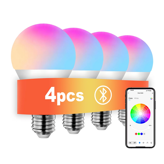 4pcs, RGBCW Smart Light Bulbs, Color Changing Dimmable Bulbs with Music Sync & App Control