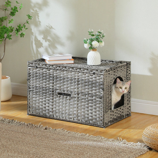 Hand Woven Rattan Odor Control Litter Box Enclosure
