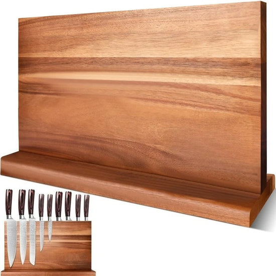 Extra Large Acacia Wood Magnetic Knife Block