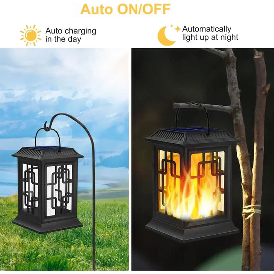 2 Pack Waterproof Hanging Solar Flame LED Lantern