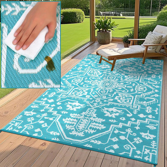 Waterproof Stain-Resistant Easy-Cleaning Plastic Straw Mat