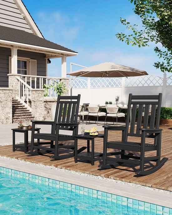 Rocking Chair Outdoor Set of 2 with Side Table