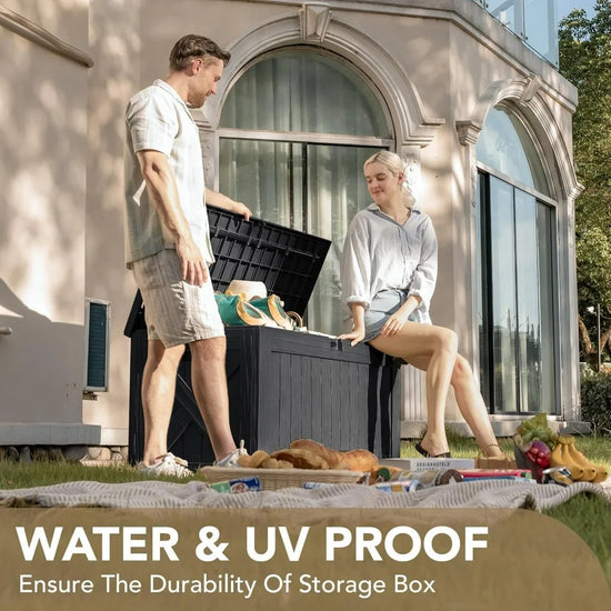 Waterproof 120 Gallon Resin Outdoor Deck Box