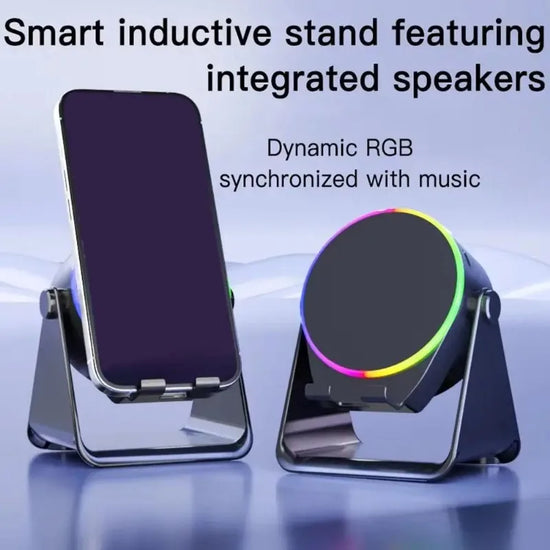 4-in-1 Portable Induction Bluetooth Speaker 360 Degree Rotatable Phone Stand