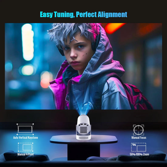 HY300 Pro + 8K 720P Outdoor and Home Theater Smart Mini Projector with 5W Speaker