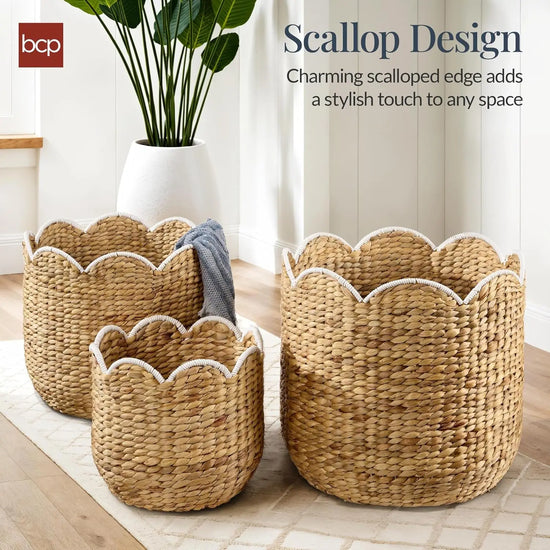 3-Piece Water Hyacinth Nesting Storage Baskets