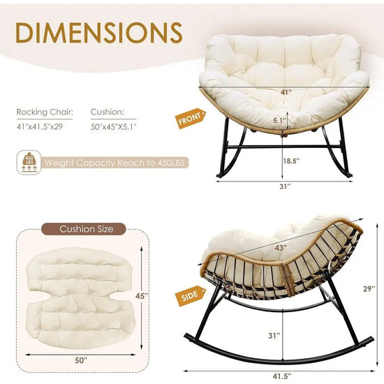 Oversized Cushioned Egg Rocking Chair, 450 lbs Capacity