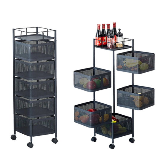Five Layers 360 Degree Rotatable Trolley Storage Rack