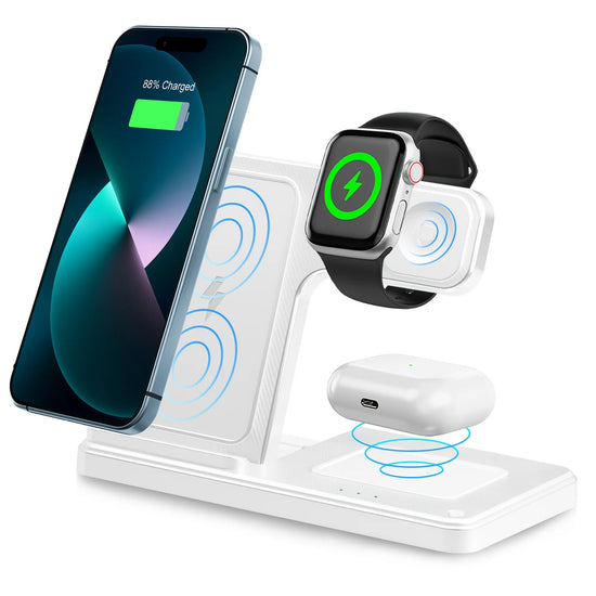 Magnetic Wireless Fast Charger Stand 15W for iPhone 15 14 13 8 Apple Watch Airpods
