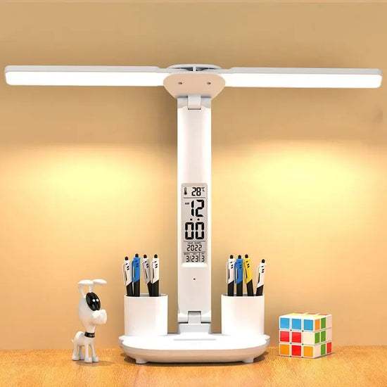 USB Chargeable Dimmable Clock Table Lamp