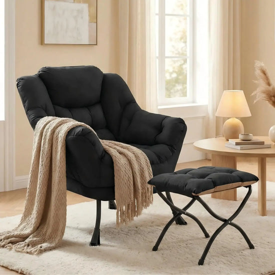 Modern Comfy Lounge Chair with Foldable Ottoman