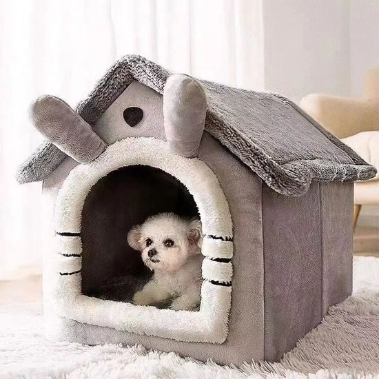 Fuzzy Dog House Style Bed