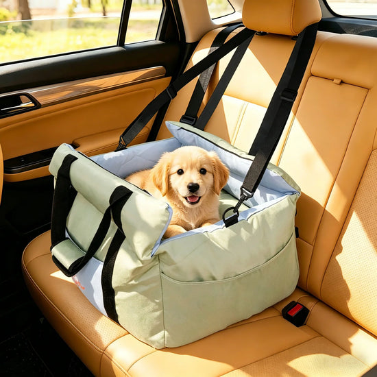 Soft Pet Car Travel Carrier Bed w/ Safety Belt and Storage Pocket