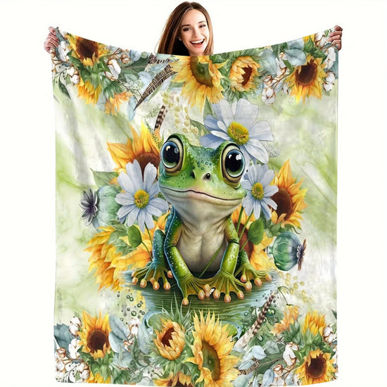 Cozy Frog Flannel Throw Blanket