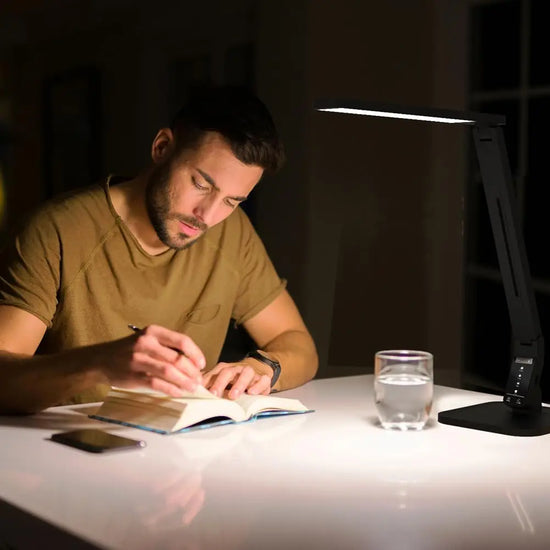 Adjustable LED Desk Lamp with Dimmable Light with 5 Brightness Levels and 4 Colors