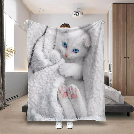 Snow Soft Kitten Flannel Throw
