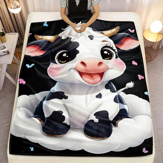 Soft and Cozy Cow Themed Flannel Blanket