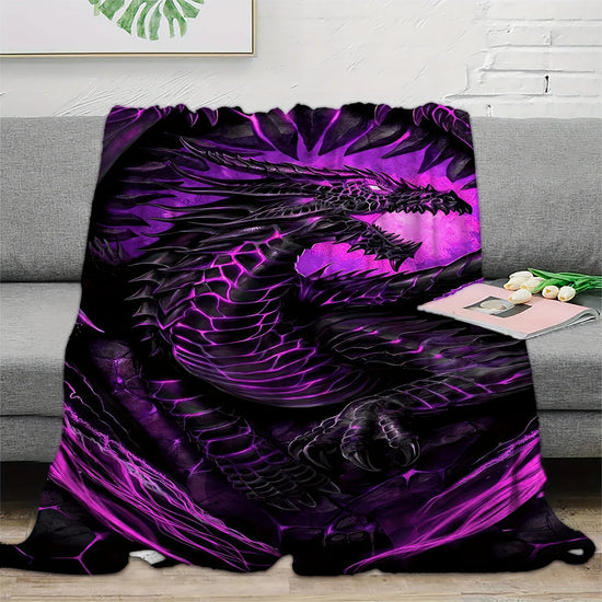 Gothic Dragon Print Flannel Blanket