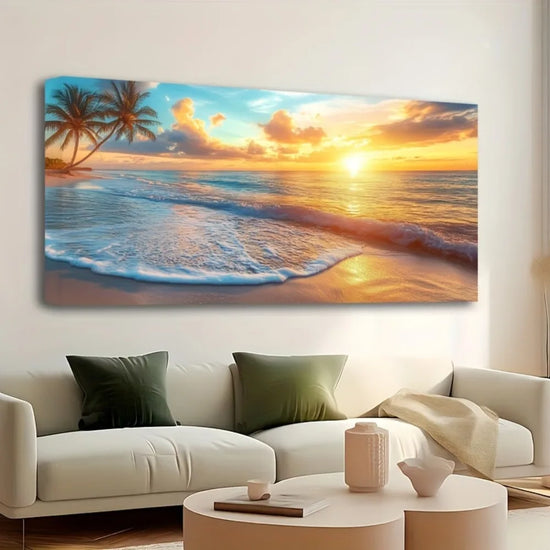 Solid Wood Frame Ocean Sunset Coast