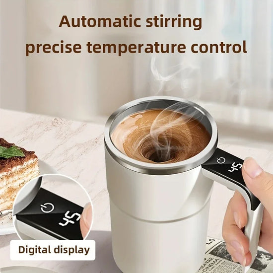 Smart Mixing Coffee Cup with LED Display | USB Rechargeable | Magnetic Self-Stirring Mug