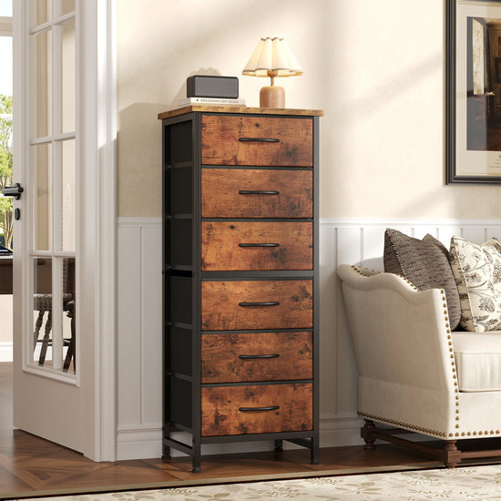 Wood Top and Metal Frame Narrow Storage Tower